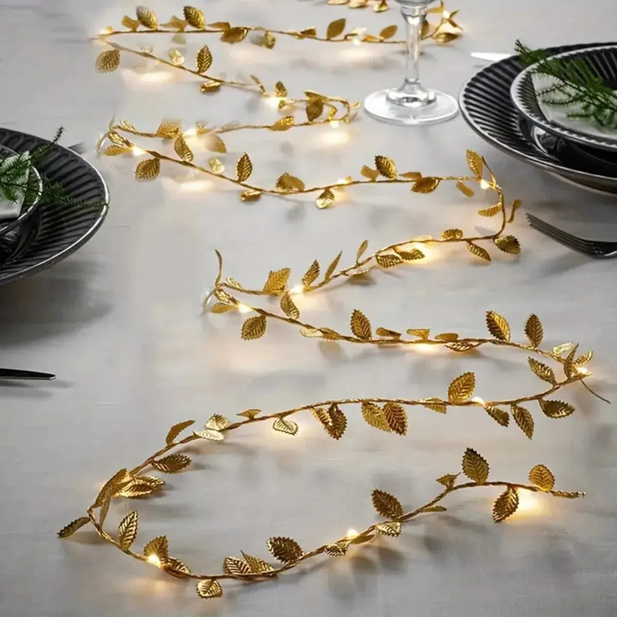 Lichterkette goldene Blätter