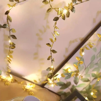Lichterkette goldene Blätter