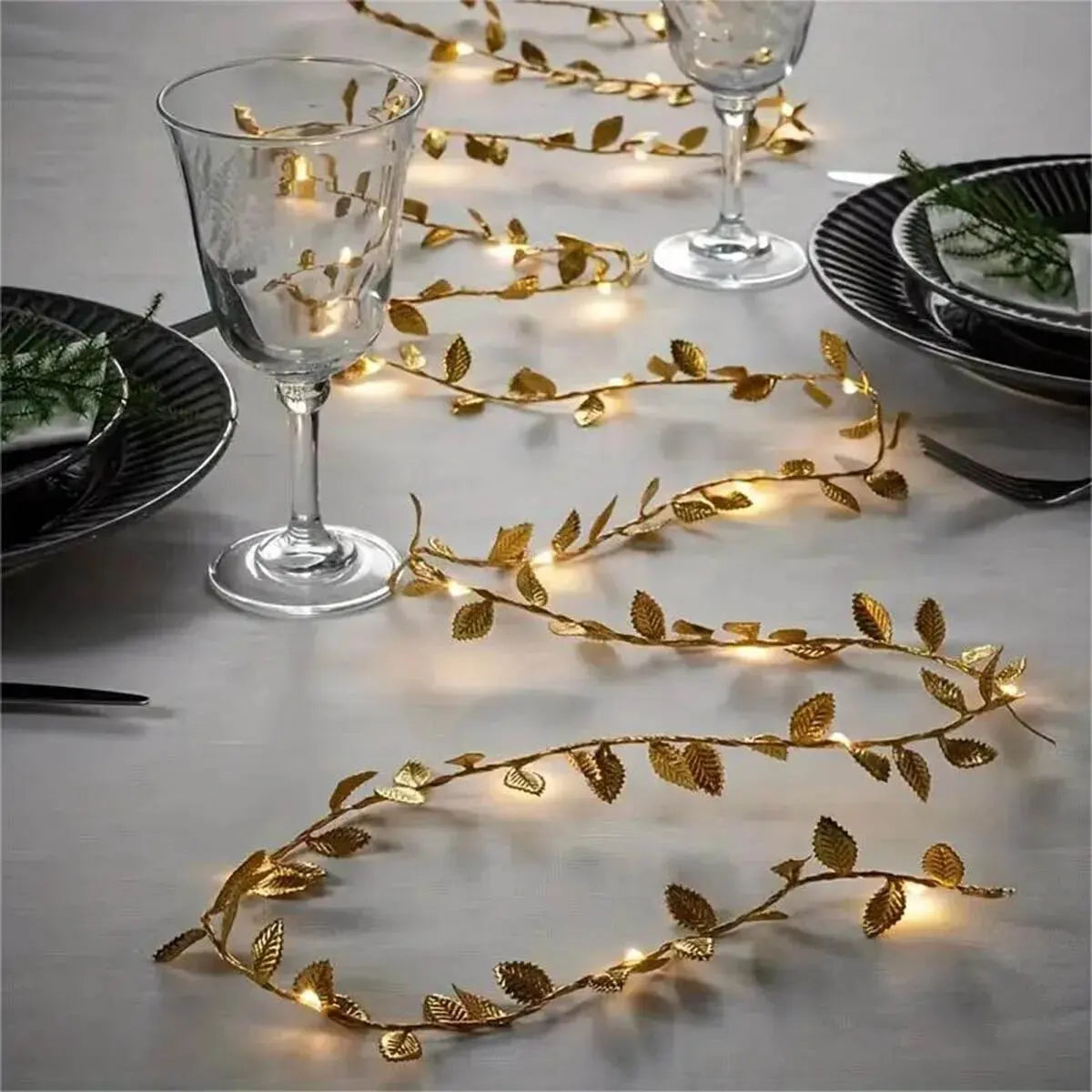Lichterkette goldene Blätter