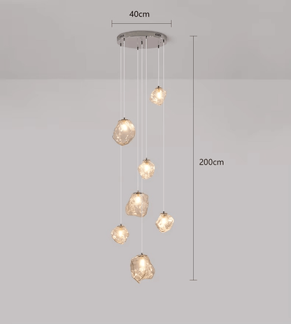 Treppen-Kronleuchter mit mehrstufigem Design und LED-Beleuchtung