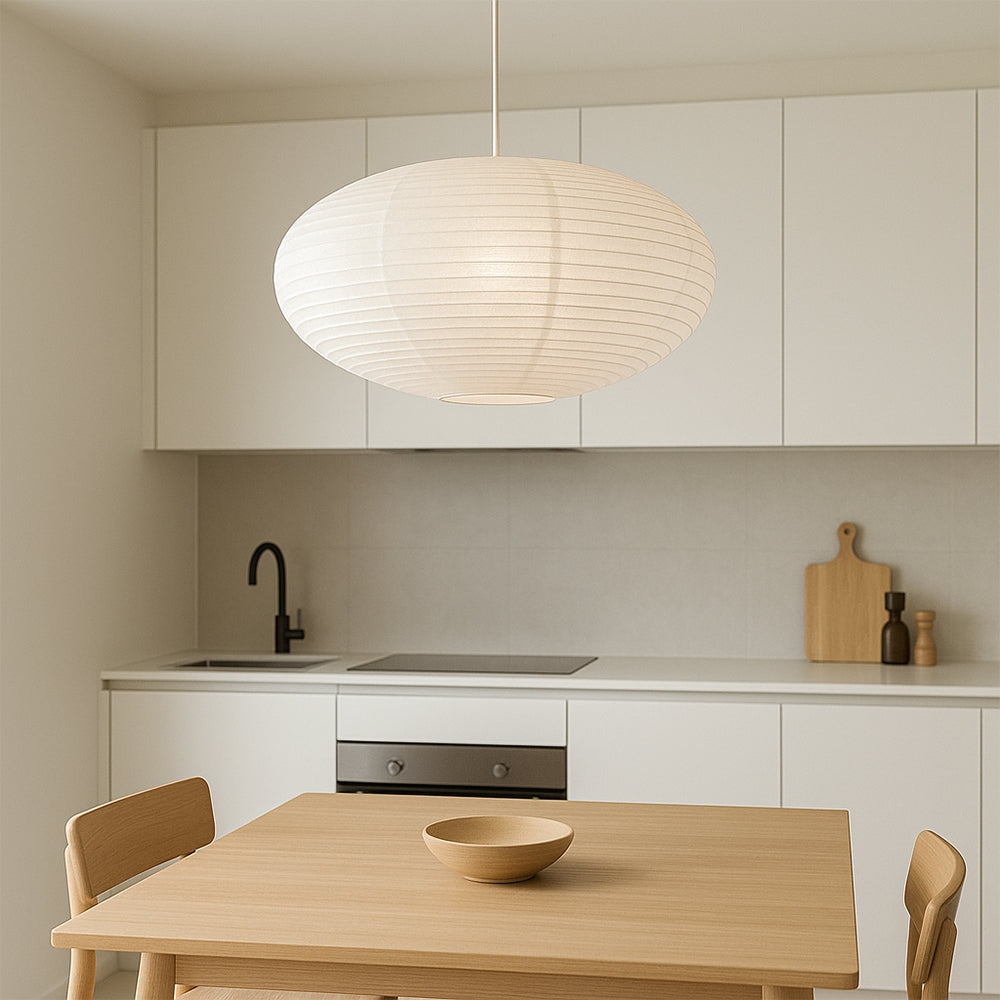 Pendelleuchte Papierschirm oval