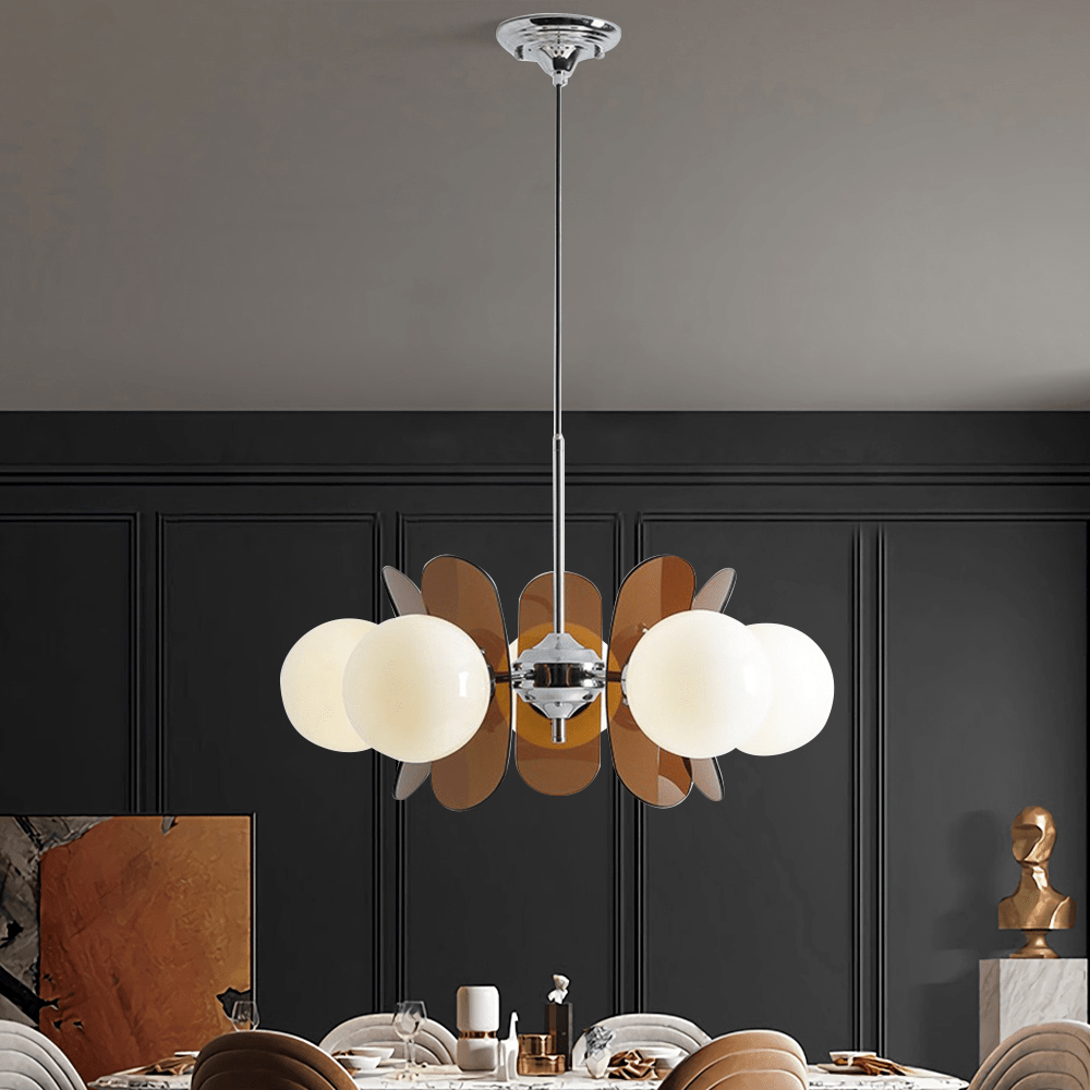 Retro LED Deckenleuchte mit Glas-Kugeln und Metallakzenten für Wohnzimmer und Esszimmer