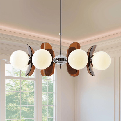 Retro LED Deckenleuchte mit Glas-Kugeln und Metallakzenten für Wohnzimmer und Esszimmer