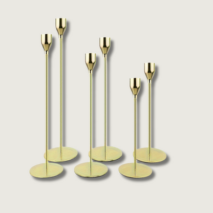 6-teiliges Candelabra-Set aus Eisen mit schwarzer und goldener Lackierung für festliche Anlässe