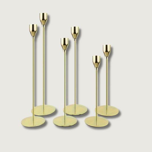 6-teiliges Candelabra-Set aus Eisen mit schwarzer und goldener Lackierung für festliche Anlässe