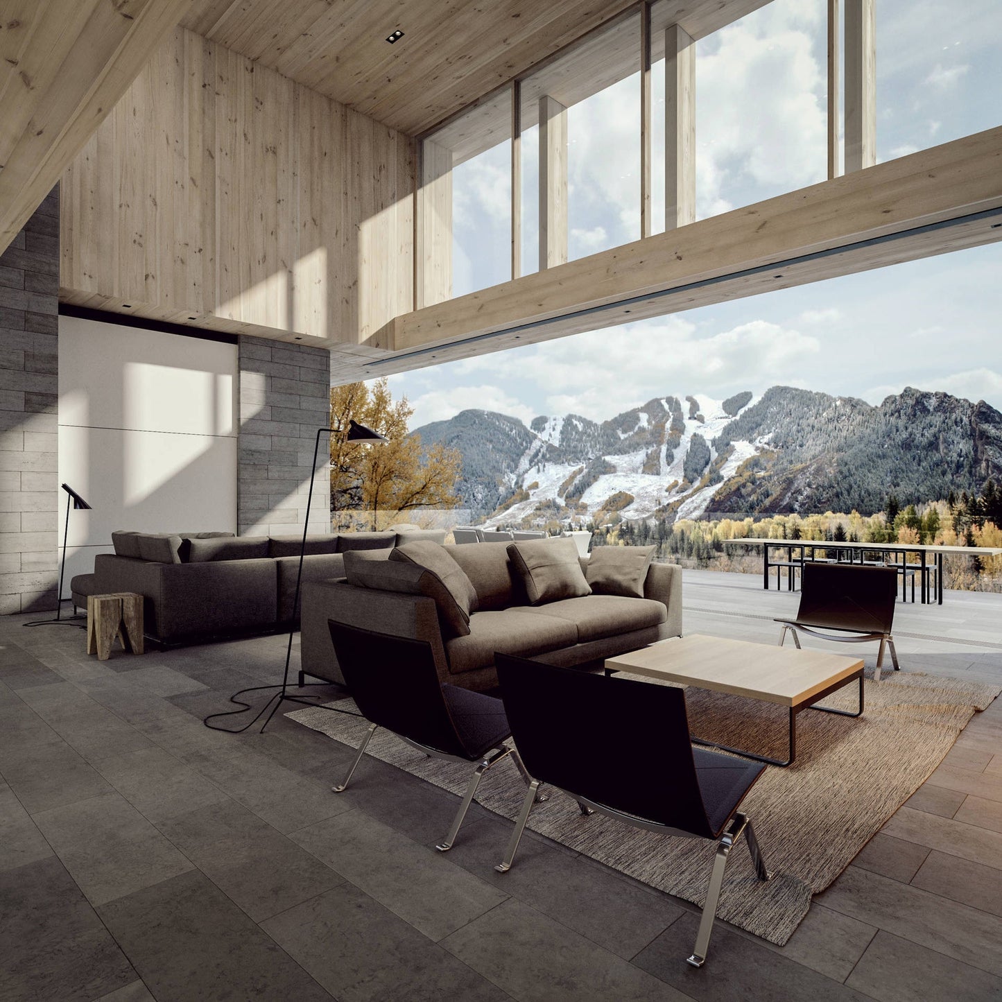 Stehlampe mit drei verstellbaren Armen und gerichteter LED-Beleuchtung für Wohn- und Arbeitsbereiche