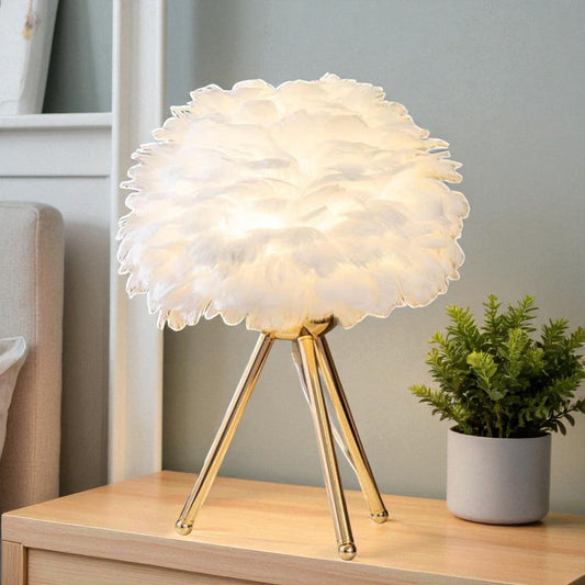 Tischlampe Federn Dreibein