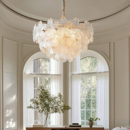 Kristall-Blumen-Kronleuchter Ø56 cm mit Glasteilen und E14-Fassung für Wohnräume