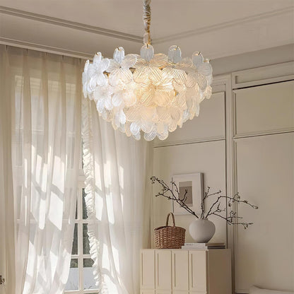 Kristall-Blumen-Kronleuchter Ø56 cm mit Glasteilen und E14-Fassung für Wohnräume