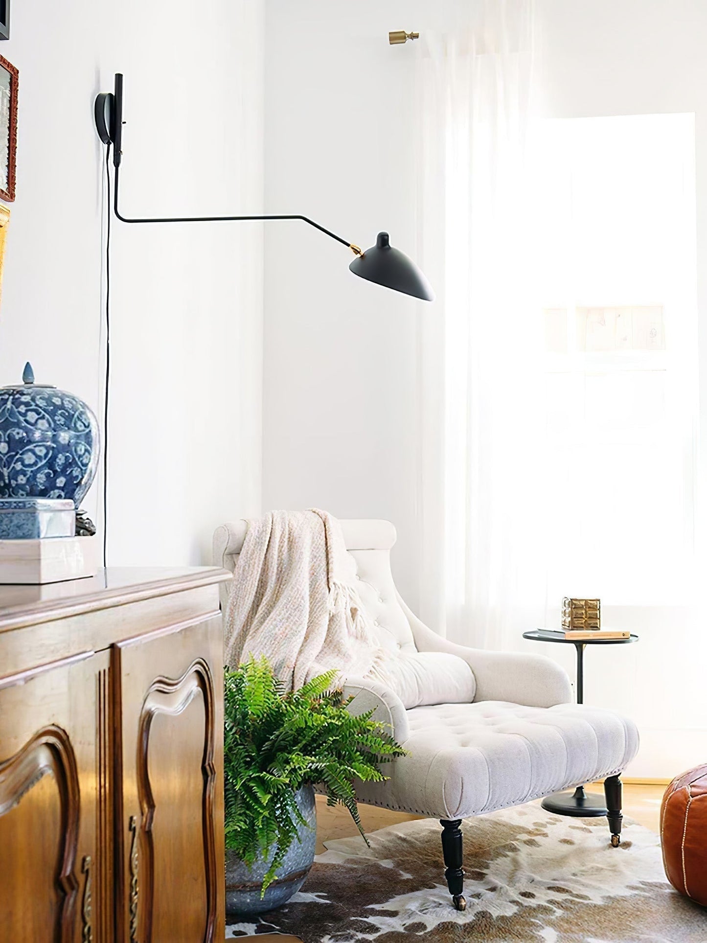 Wandleuchte mit Schwenkarm und drehbarem Lampenschirm aus Metall – verstellbare Innenbeleuchtung für Wohnräume