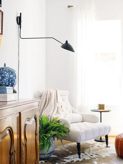 Wandleuchte mit Schwenkarm und drehbarem Lampenschirm aus Metall – verstellbare Innenbeleuchtung für Wohnräume